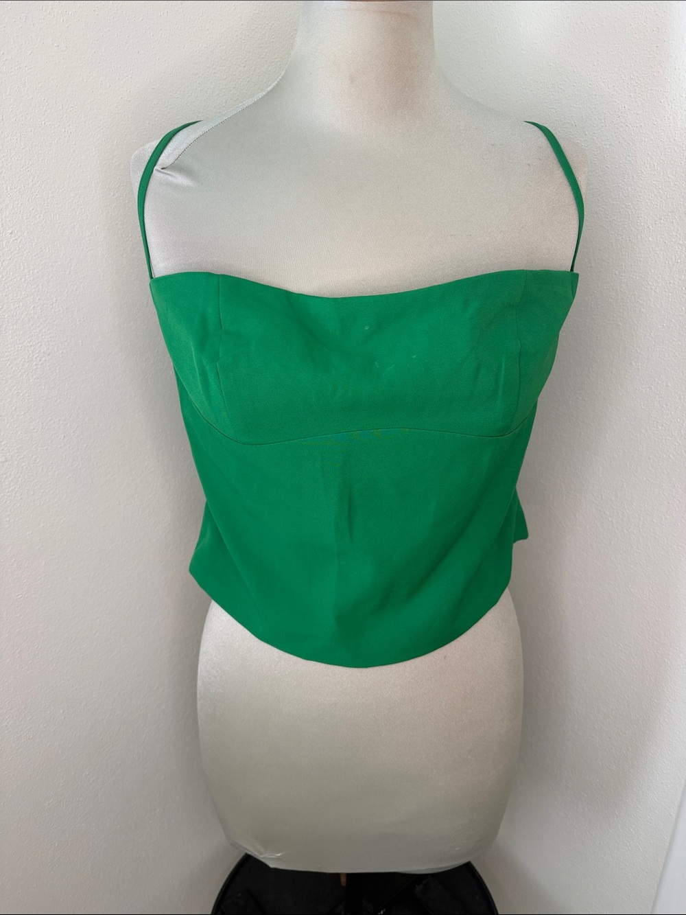 Salty Kelly green crop corset tank top spaghetti straps large L
